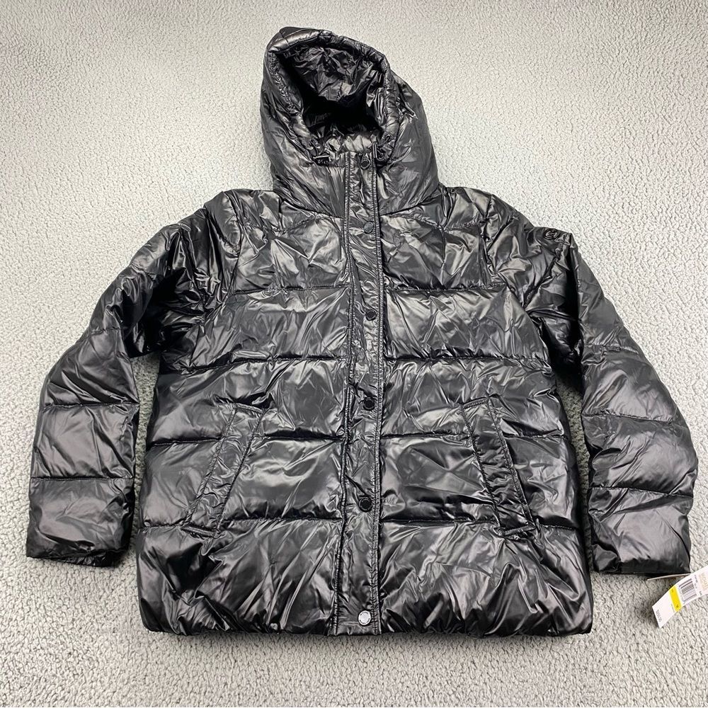 Michael Michael Kors Duck Down Filled Hooded Bib Puffer Black Jacket  |  Size: M